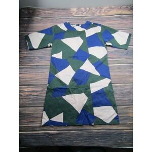 Arc & Bow Womens Size 10 Green Blue White Colorblock Tunic Top Dress Shirt